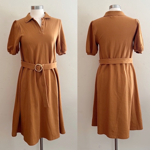 Roolee | Collared Button Up Belted Midi Dress - Picture 4 of 4